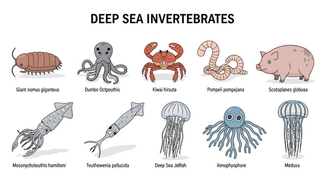 Deep sea invertebrates marine life forms.