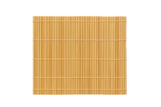 Bamboo sushi rolling mat with natural wooden texture isolated on transparent background