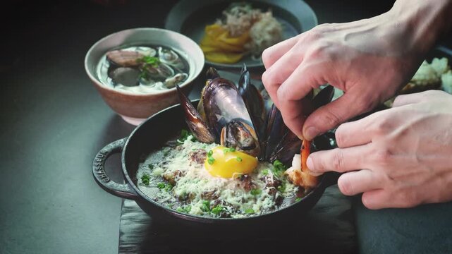 Plating Seafood on Finished Dish