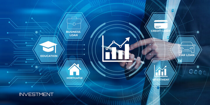 Person analyzing various financial loan and investment options on digital interface