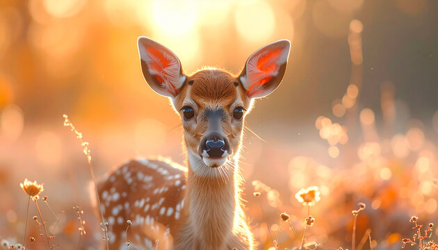 Deer in golden sunlight