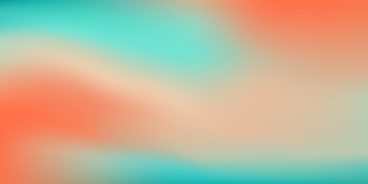 Soft Teal Orange Pastel Gradient texture background. Soft teal orange gradient vector cover, pastel mint texture wallpaper. Radiant turquoise color effect backdrop or vivid coral hologram background