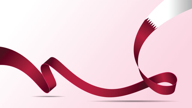 Qatar flag background vector design. Abstract curved ribbon of Qatar flag suit for presentation, banner, backdrop, award, certificate, and others