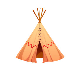 Cartoon Wild West or Western cowboy game icon, vector Indian wigwam or Native Americans wikiup tent and tepee dwelling house for Wild West and Western cowboy theme game icon © Seavector