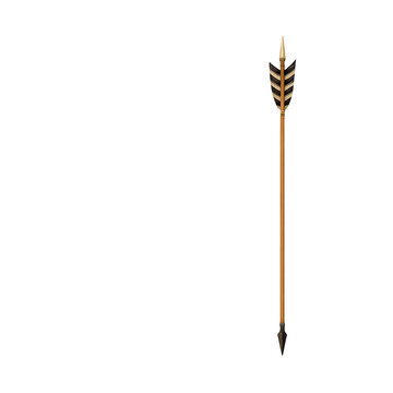 Traditional arrow with feather fletching isolated on transparent background