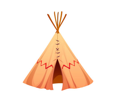 Cartoon Wild West or Western cowboy game icon, vector Indian wigwam or Native Americans wikiup tent and tepee dwelling house for Wild West and Western cowboy theme game icon