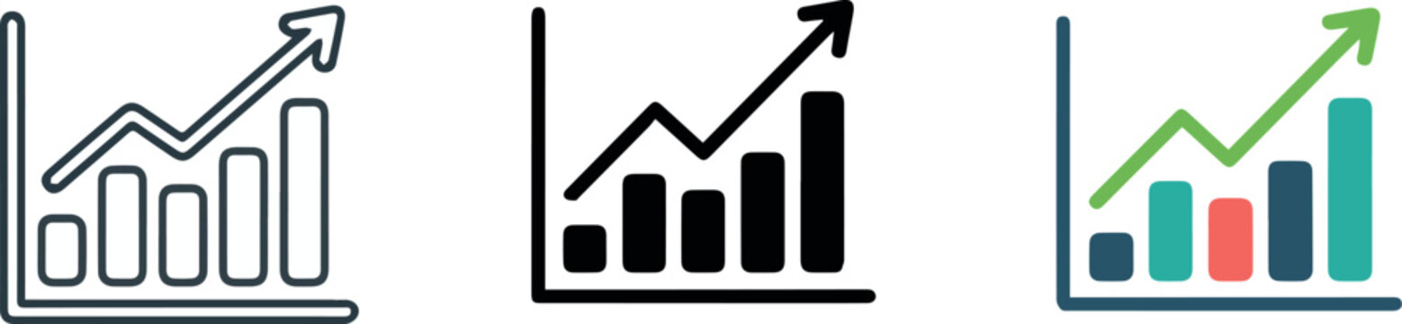 Bar chart icons for sales dashboard and e commerce reporting