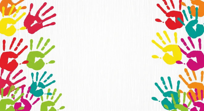 International Day for Cultural Diversity Vibrant Handprint Border Design Celebrating Collaborative Creativity and Inclusive Community Spirit for Educational and Artistic Projects