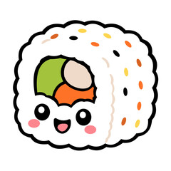 Cute sushi maki icon cartoon food character © Vaa