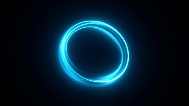 Glowing neon blue circle ring glow light trail neon light abstract futuristic glowing blue neon circle with soft light trails dark background futuristic minimalist ring illustration conveying motion