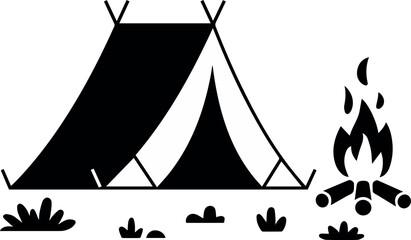 Fototapeta premium Campfire cooking at tent campsite
