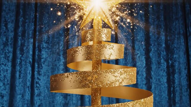Golden spiral Christmas tree decoration ideal for travel vlogs and eco-friendly campaigns