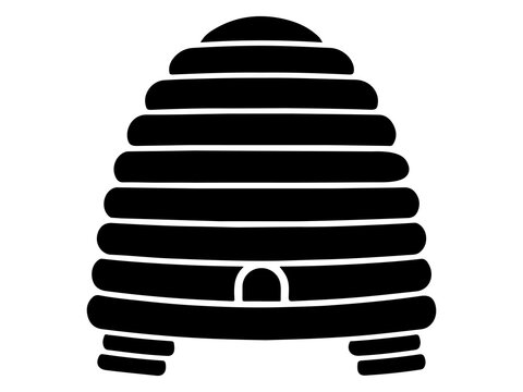 Tiered Beehive Skep Silhouette, Traditional Honey Harvest Icon, Vector Rustic Farming Illustration