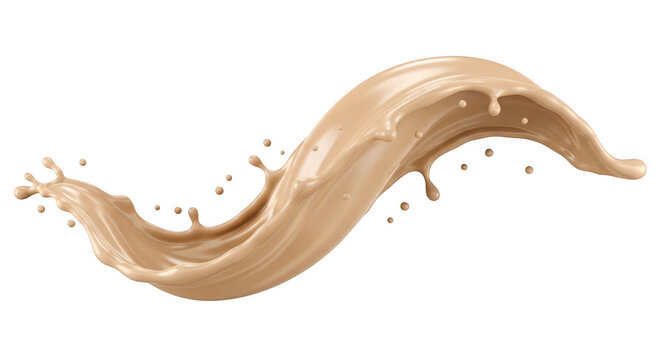 Creamy coffee or milk splash isolated on transparent background