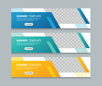 set  abstract three color horizontal web banner design background template. Suitable for web and social media ads. Vector illustration file with Space to add pictures.