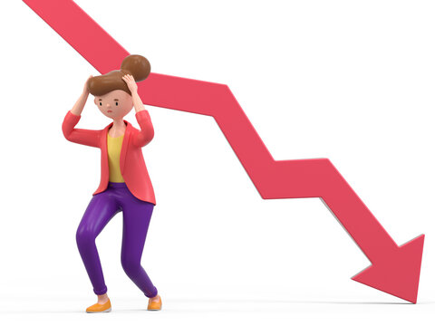 woman with a declining arrow