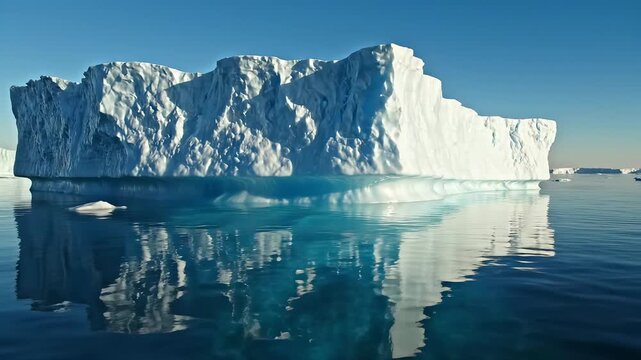 Large iceberg floating in calm water emphasizing natural beauty and pristine environments