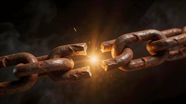 Rusty chain breaking with spark