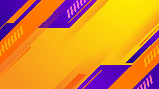 Modern geometric background with orange and purple diagonal shapes and tech elements