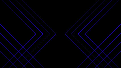Plakat Dark black background with symmetric blue glowing diagonal lines forming a futuristic geometric pattern