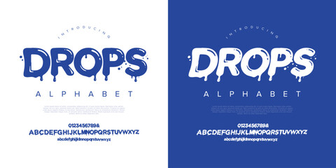 Drops font bubble liquid drip alphabet for kids apparel and fresh drink product brand identity © happy