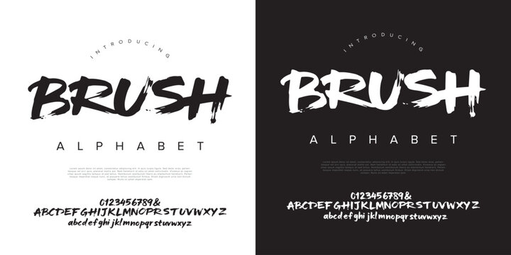 Brush font hand drawn decorative alphabet for natural organic product and creative artistic branding design