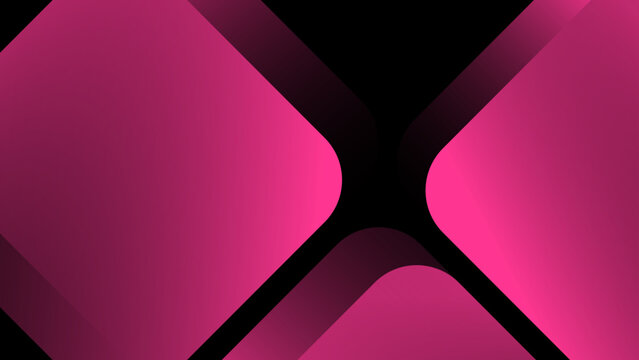 Vibrant pink abstract background with geometric shapes and smooth gradient transitions on black