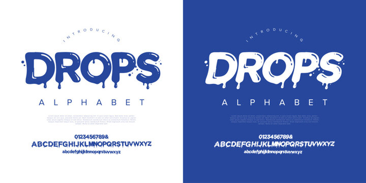 Drops font bubble liquid drip alphabet for kids apparel and fresh drink product brand identity