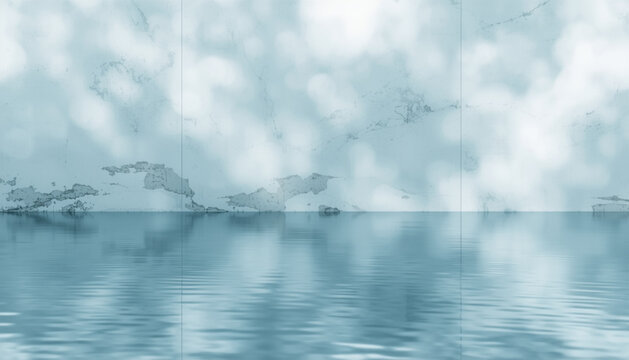 Minimalist Calm Water Reflection Background with Soft Blue Abstract Texture