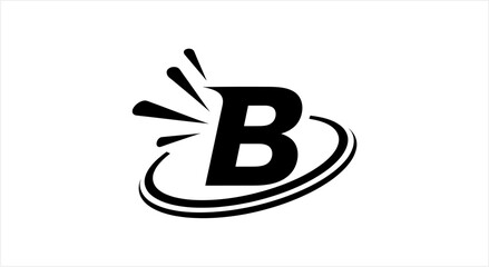 Dynamic B letter logo with abstract splash and orbit design. © Firza