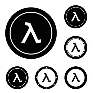 Lambda Symbol Icons Set, Greek Letter Lambda, Science and Technology