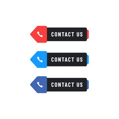 Fototapeta premium Creative Contact Us Arrow Button Set with Phone Icon in Red and Blue Variations