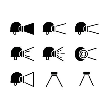 Spotlight Icons Set: Light Beam, Direction and Focus