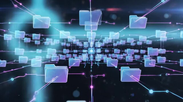 Digital network of folder icons ideal for tech startups and software promos