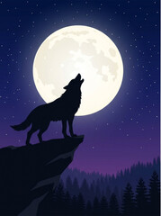 ​Lone Wolf of the Moonlit Crag © Rizky
