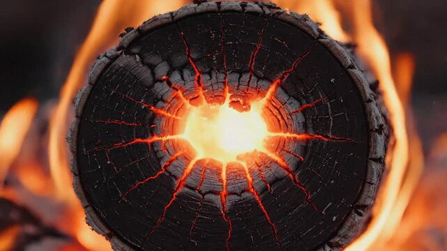 Glowing molten sphere with radiant cracks showing intense heat and fire.
