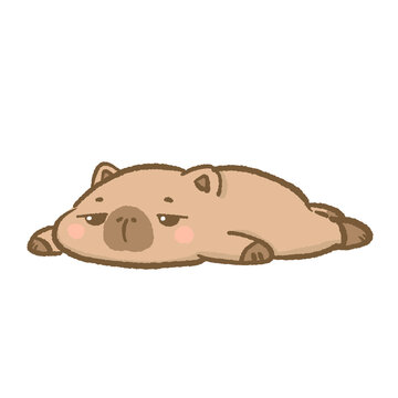 Kawaii Pancake Capybara Clipart Cute Flattened Lazy Capybara Relaxing Illustration Cozy Chill Animal Aesthetic