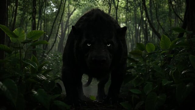 Cinematic Legendary Beast Concept Stalking Through Dense Jungle