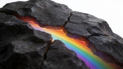Obraz premium Rock with rainbow light inside