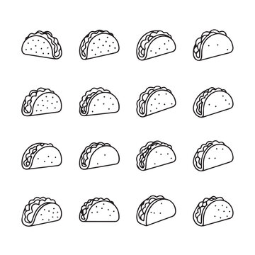 Stylized taco pattern with a clean white background and simple line art