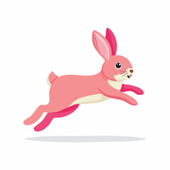 Obraz premium Cartoon Pink Rabbit Jumping