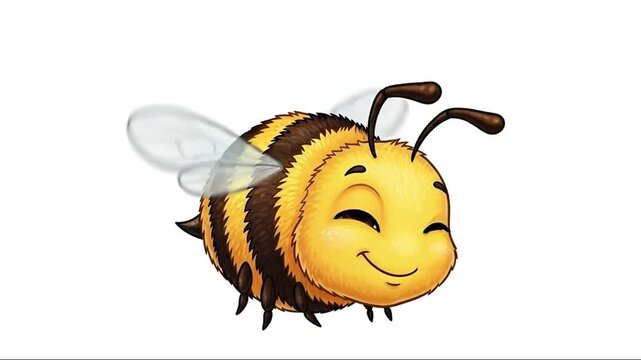 Cute cartoon bees flying around honey and flowers in a happy summer nature illustration