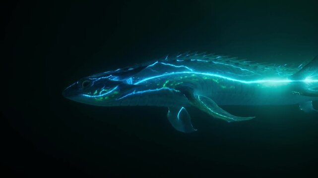 Bioluminescent Underwater Legendary Beast Concept Art