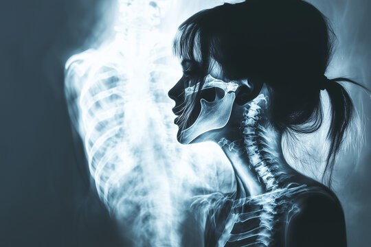 X ray woman portrait concept background..