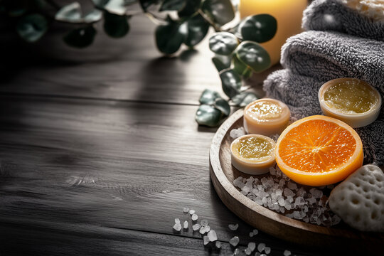 Spa and bath accessories concept background...