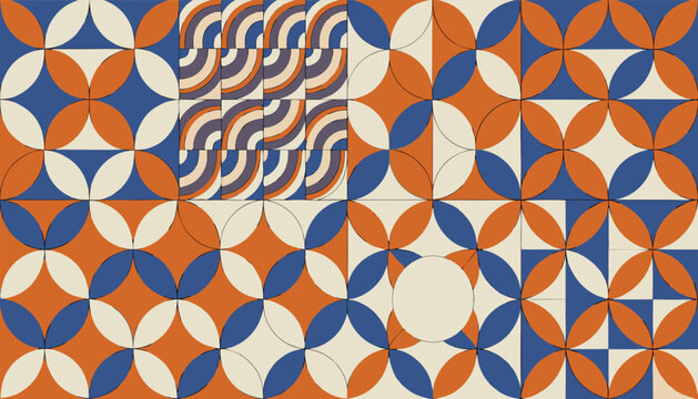 Vibrant geometric tile pattern a colorful and repeating abstract design