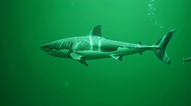 Large shark swimming with small fish.