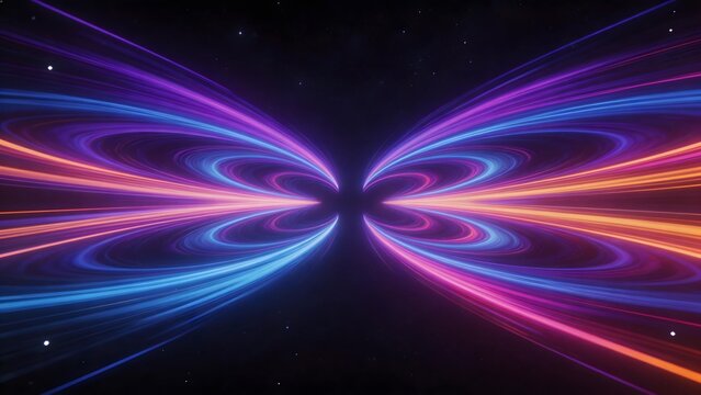 Abstract colorful light beams in space