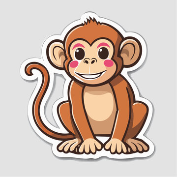 Cute cartoon monkey sticker