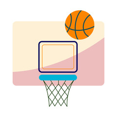 Basketball Hoop and Ball Flat Illustration © Fahmi